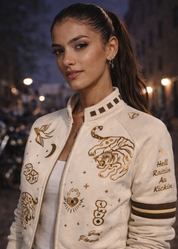 VARCITY JACKET - ORACLE WHITE