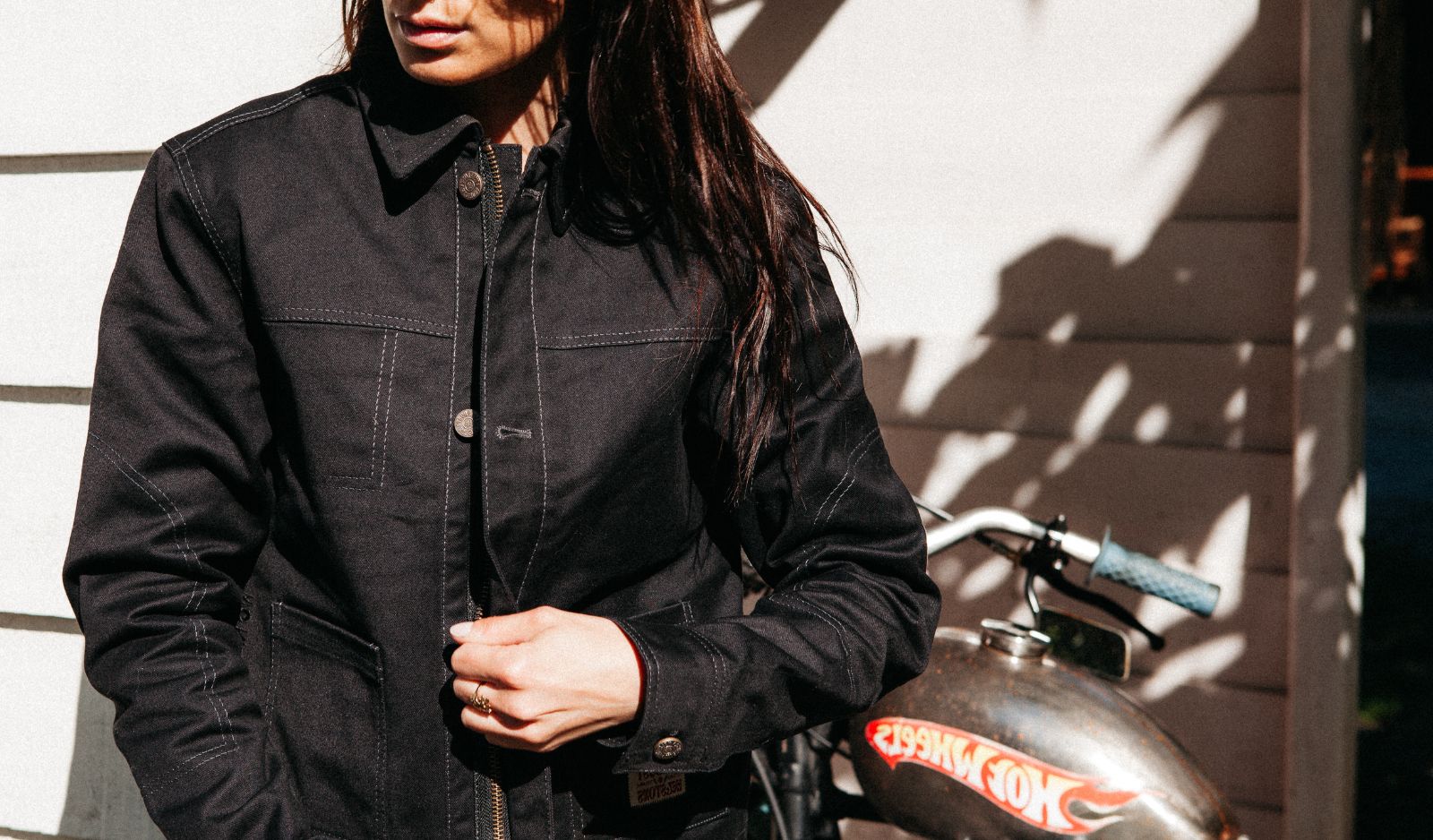 VESTE MOTO COTON ARMÉ POUR FEMME