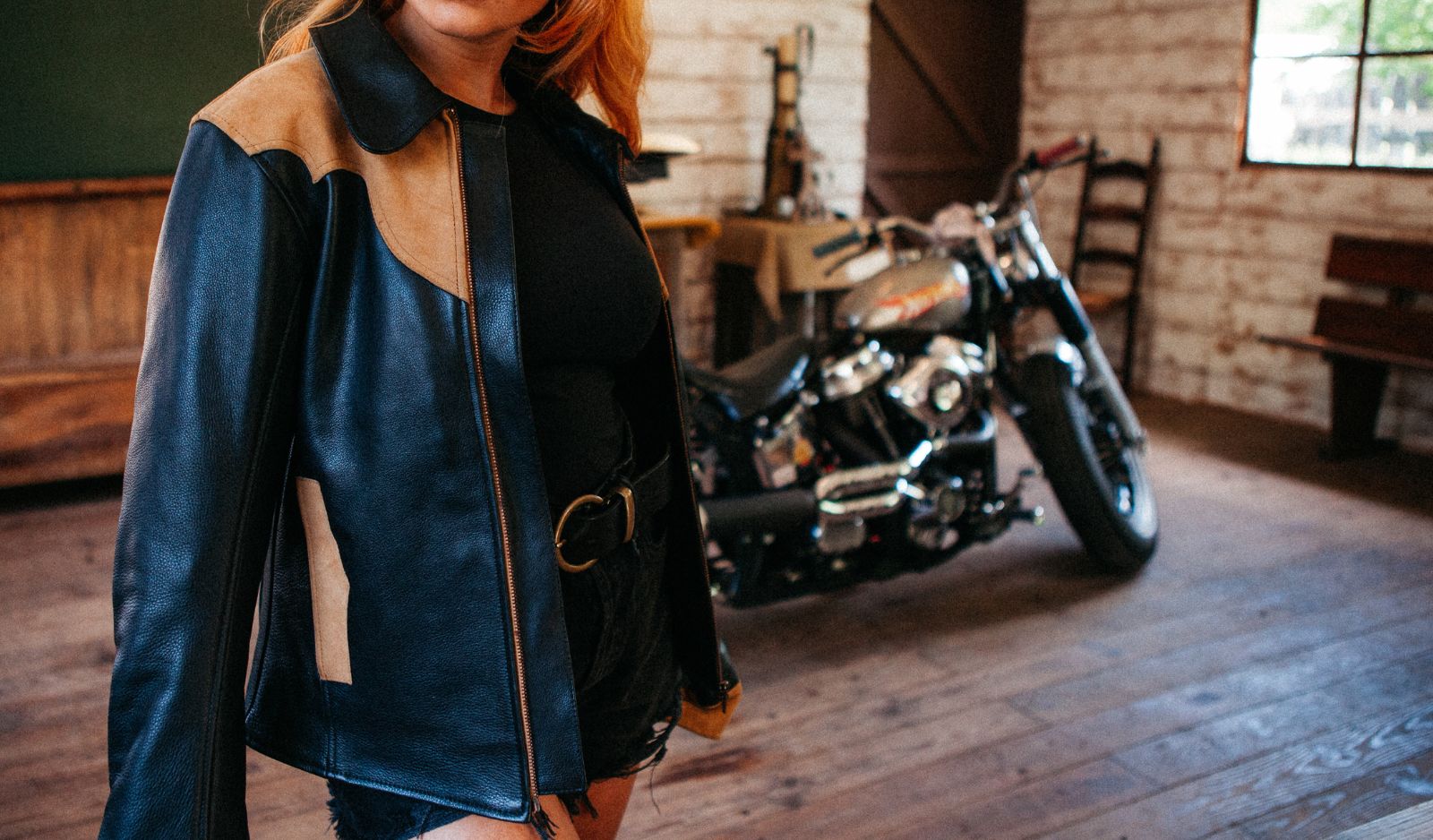 VESTE MOTO EN CUIR